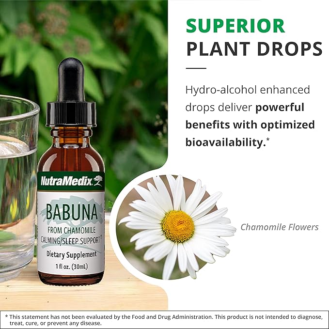 NutraMedix Babuna Calm Drops - Chamomile Extract for Optimal Rest and Relaxation Support - Calming Supplement Can Be Mixed with Water for Relaxing Tea or Drink (1oz / 30ml)