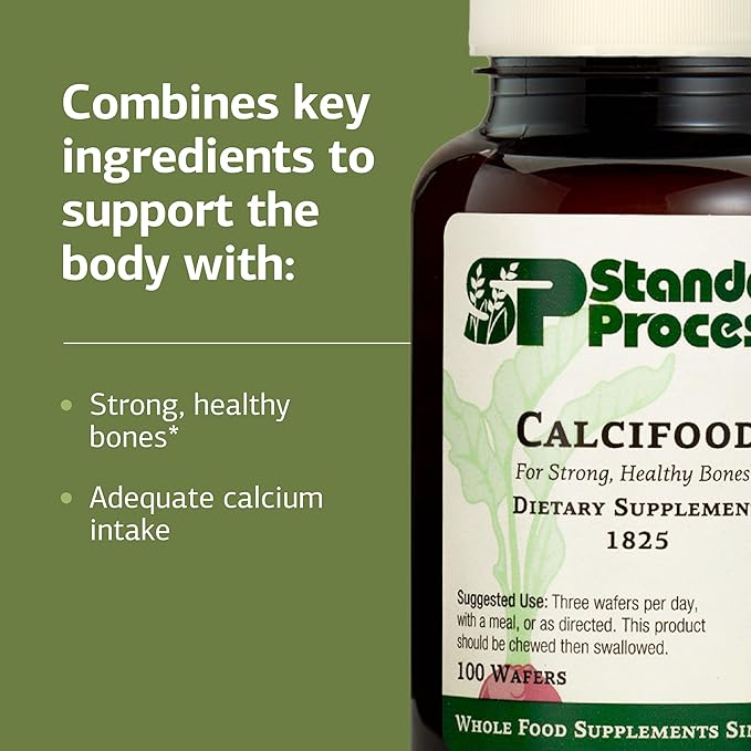 Standard Process Calcifood - Calcium Supplement for Bone Strength &amp Calcium Absorption - Bone Health Support for Women &amp Men - Non-Dairy &amp Non-Soy - 100 Wafers