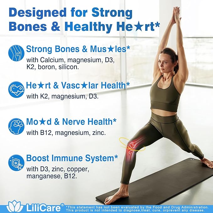 Calcium 1200 mg with Vitamin D3 K2 5000 IU Softgels Supplement for Women Men - Liposomal Calcium Citrate &amp Algae Calcium Magnesium Zinc + D3 K2 B12 Plant-Based Vegan Vitamin D Boron for Bone120