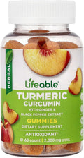 Lifeable Turmeric Curcumin Gummies Peach 60 Gummies