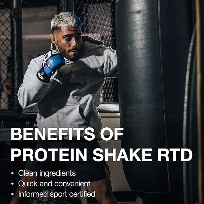 RAW Ready-to-Drink Protein Shake Strawberry - RTD Protein Drinks with Grass-Fed Whey Protein Isolate for Post-Workout - Zero-Sugar &amp Gluten-Free Meal Replacement Drink &amp Breakfast Shake 12 F