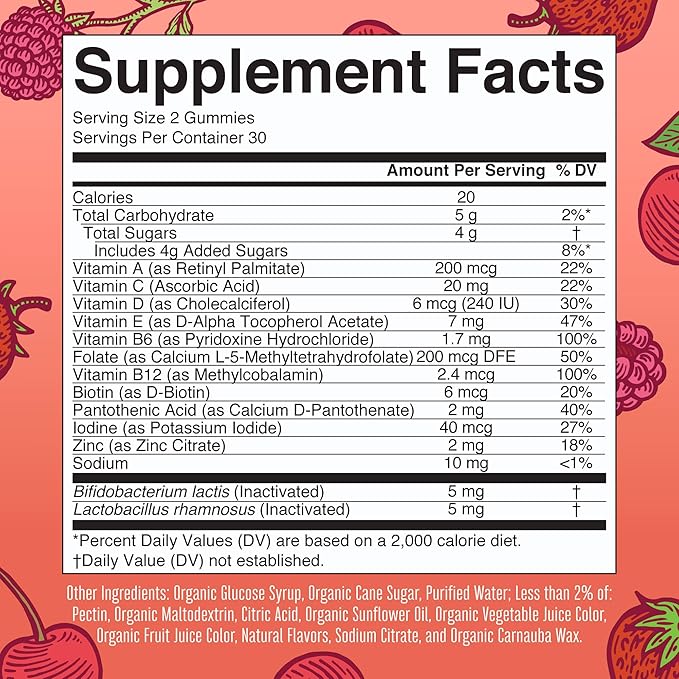 Kids Vitamins by MaryRuth's | USDA Organic | Multivitamin Gummies + Postbiotics for Ages 4+ | Multivitamin for Kids with Lactobacillus Rhamnosus | Children’s Vitamins | Vegan | Non-GMO | 60 Count