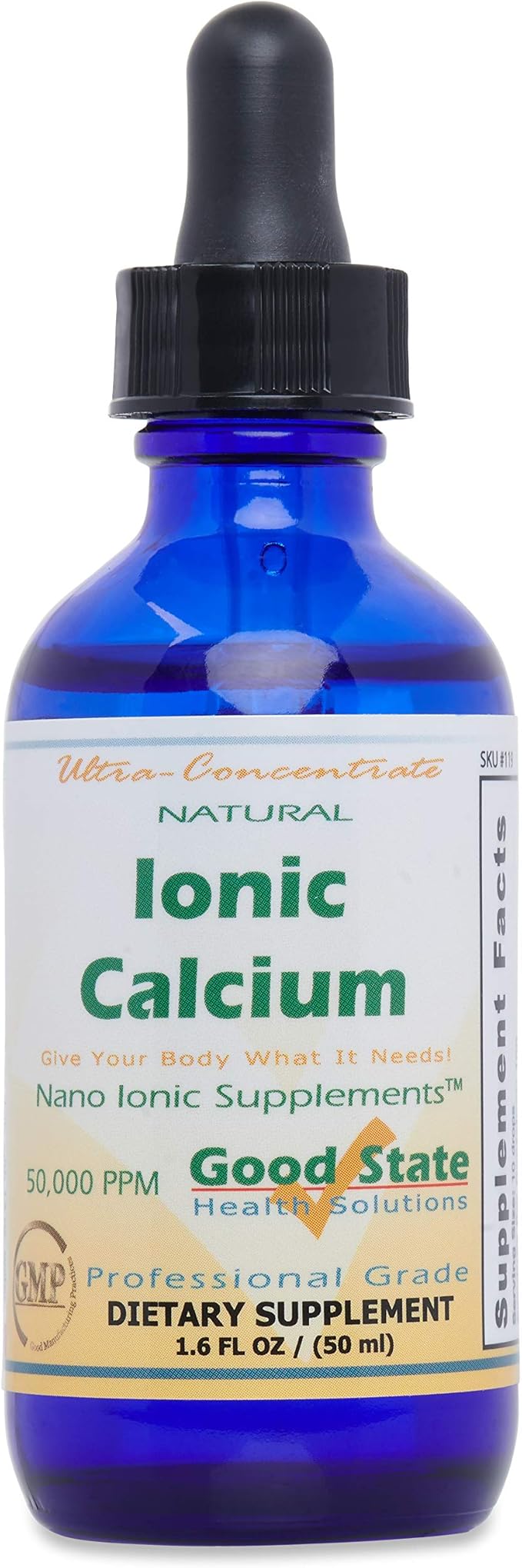 Good State | Natural Ionic Calcium | Liquid Concentrate | Nano Sized Mineral Technology | Professional Grade Dietary Supplement | Supports Healthy Bones Tendons &amp Ligaments | 1.6 Fl oz Bottle (50