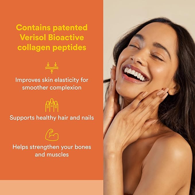 Natural Factors Total Body Collagen Bioactive Peptides Powder for Healthy Skin Hair &amp Joints Orange
