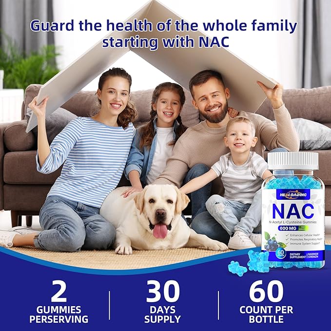 NAC Supplement N-Acetyl Cysteine: NAC Gummies 600MG for Respiratory Health Liver Detox &amp Antioxidant Support 30 Day Supply