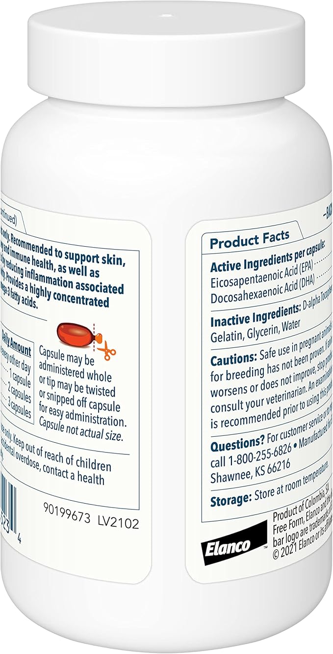 Free Form Snip Tips Omega-3 Fish Oil Liquid Supplement for Small Dogs and Cats 60 Count (Pack of 2)