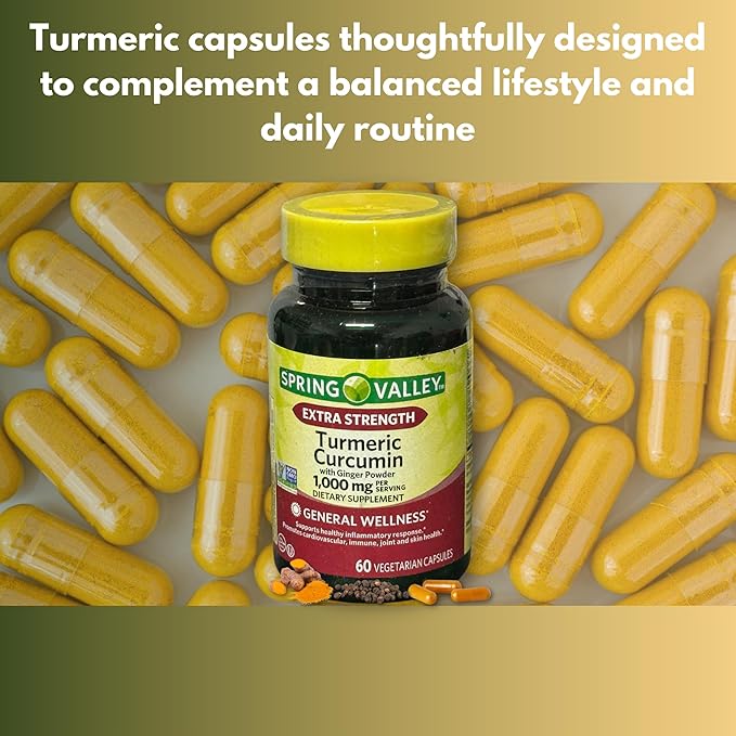 Turmeric and Ginger Supplement Spring Valley 1000mg 60ct. (2) Set with Fusion Shop Store Week Case (1)