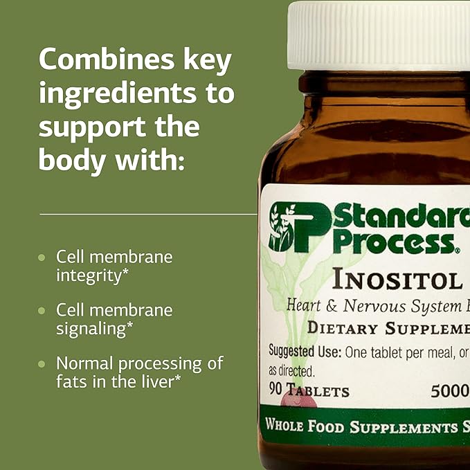 Standard Process Inositol - Supports Nervous System Lipid Metabolism &amp Cardiovascular Health - Vegetarian Gluten-Free Non-Dairy &amp Non-Soy - 90 Tablets