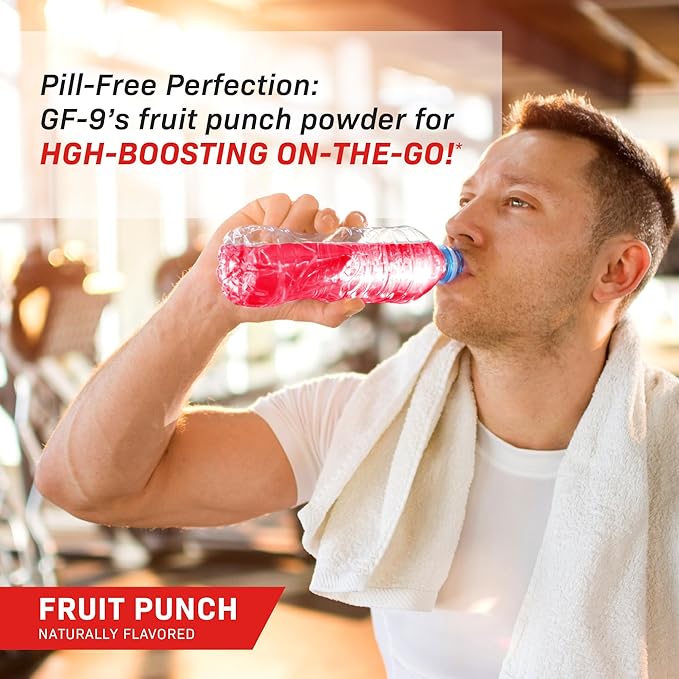 Novex Biotech GF-9 – HGH Boosting Supplement for Men – Workout Complex for Men – Supports Energy Endurance Sleep 30 Sachets Fruit Punch