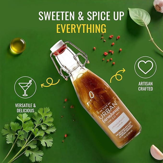 The Urban Farmhouse Co. Organic Vinegar Shrub – Chimichurri 9 oz Bottle – Small Batch Drinking Vinegar with Apple Cider Vinegar Herbs &amp Spices – Cocktail Mixer Gut Health Tonic No Sugar Added