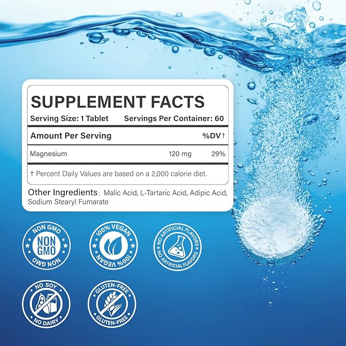 Hydrogen Water Tablets - 12 PPM H2 Molecular Hydrogen - 120 mg Magnesium-Based Reaction System - Supports Antioxidant &amp Cellular Health Energy &amp Brain Function - Non-GMO Unflavored - 120 Tab