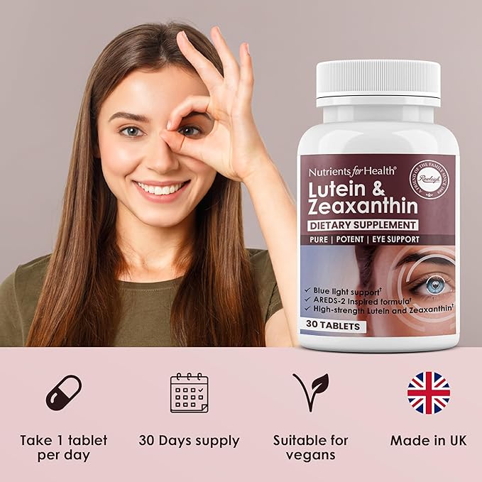 Rawleigh Lutein &amp Zeaxanthin: 30 Vegan Tablets 12mg Lutein &amp 4mg Zeaxanthin (Macular Carotenoids) Based on The AREDs2 Study Eye Health Supplement &amp Vision Support for Adults Eye Vitami