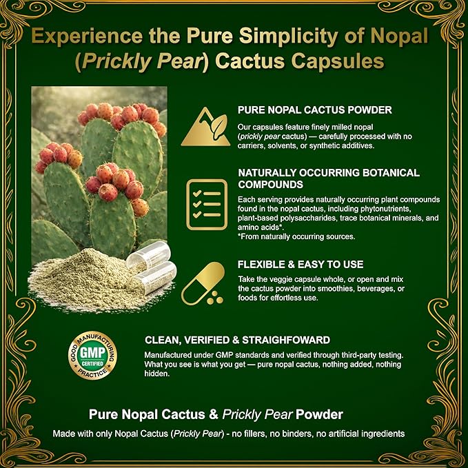 Prickly Pear Nopal Cactus Supplement Combo Pack - Freeze Dried Cactus Fruit Extract - 120 Vegetable Capsules &amp 2oz Liquid Drops - Vegan Rich in Betalains &amp Bioavailable