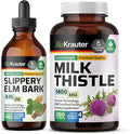 BIO KRAUTER Slippery Elm Tincture 4 Fl. Oz. &amp Milk Thistle 250 Capsules.