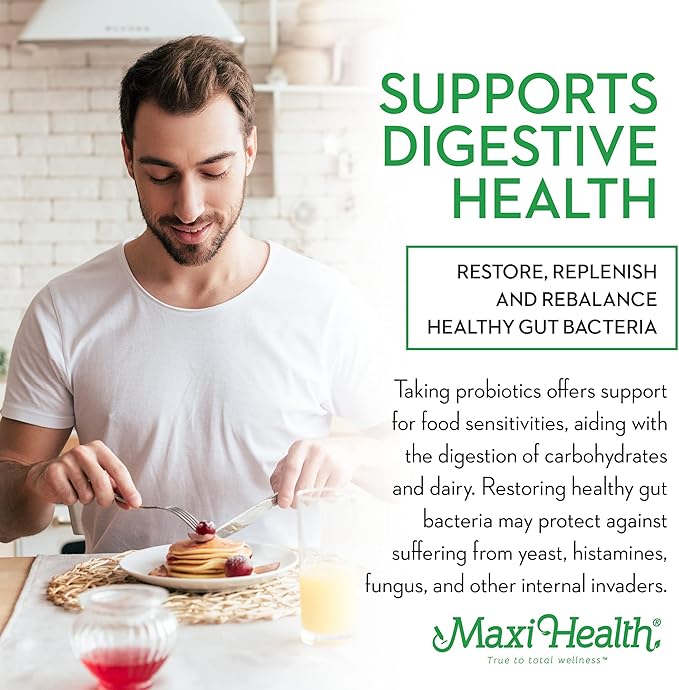 Maxi Health Probiotics for Digestive Health and Gut – 15 Strains 20 Billion CFU Active Organisms - Probiotics for Men and Women – Daily Probiotic for Digestive Support 60 Capsules