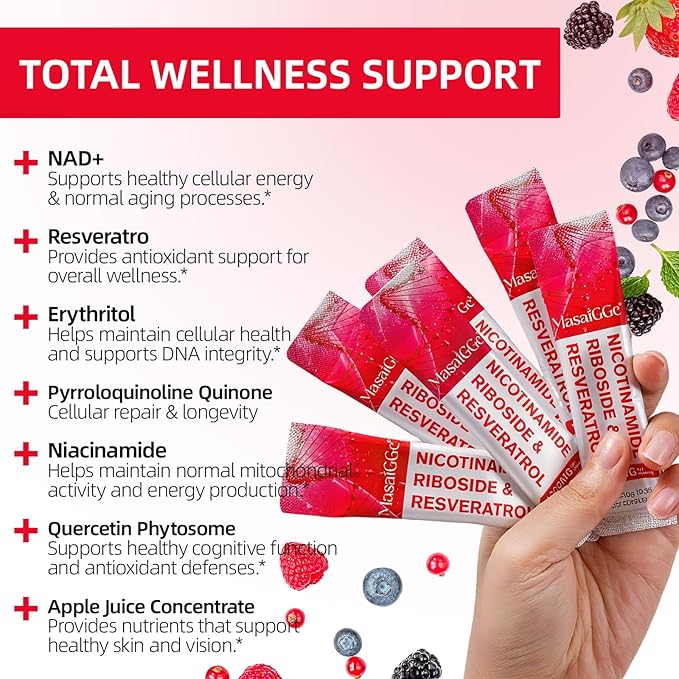 NAD 1000mg Liquid 30 Packets NAD Liquid Supplement NAD Supplements for Women Premium Nicotinamide Riboside &amp Resveratrol Boosts Cellular Energy