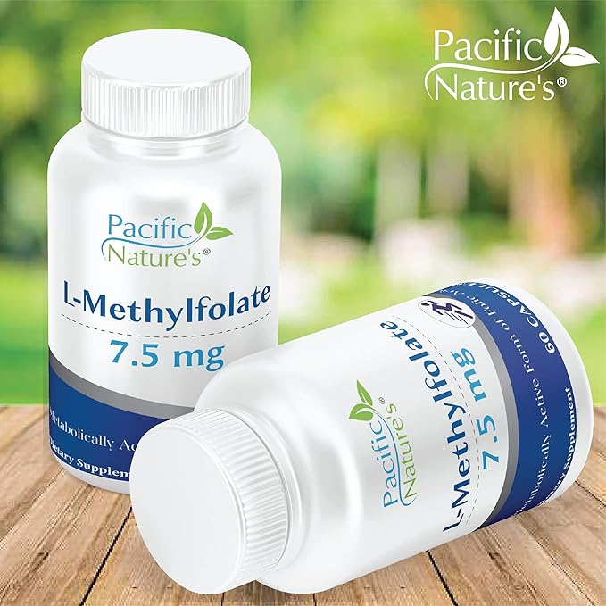 Pacific Nature's L-Methylfolate 7.5mg (60 Capsules) Natural Active Form of Folate for Overall Health Support - Gluten Free Non-GMO
