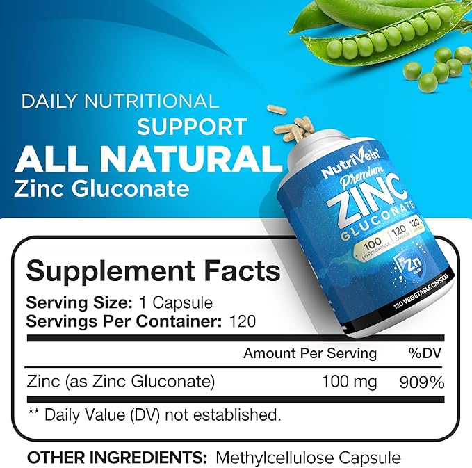 Nutrivein Premium Zinc Picolinate Zinc Gluconate &amp Liposomal Glutathione Supplement Bundle: Glutathione Liposomal Supplement &amp Zinc Supplements for Men &amp Women - Immunity Digestion Det