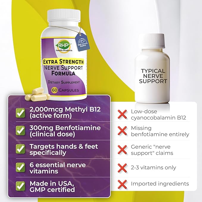Extra Strength Nerve Support Formula for Nerve Repair and Regeneration. 60 Capsules