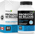 Renew Actives Probiotic Supplement for Digestive Health 60 Billion CFU per 2 Capsules - Advanced Formula with Prebiotic Benefits - Supports Gut Flora Balance &amp Wellness - Made in Canada - 60 Capsu