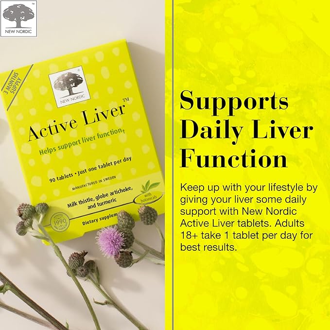 NEW NORDIC Active Liver 90-Day Supply Daily Liver Supplement Milk Thistle Artichoke &amp Turmeric 90 Tablets