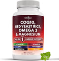 NEW AGE COQ10 200mg Red Yeast Rice Omega 3 Magnesium Complex Zinc Vitamin K2 D3 - Heart Health Support Vitamins for Women and Men with Vitamin B3 Coenzyme Q10-60 Count
