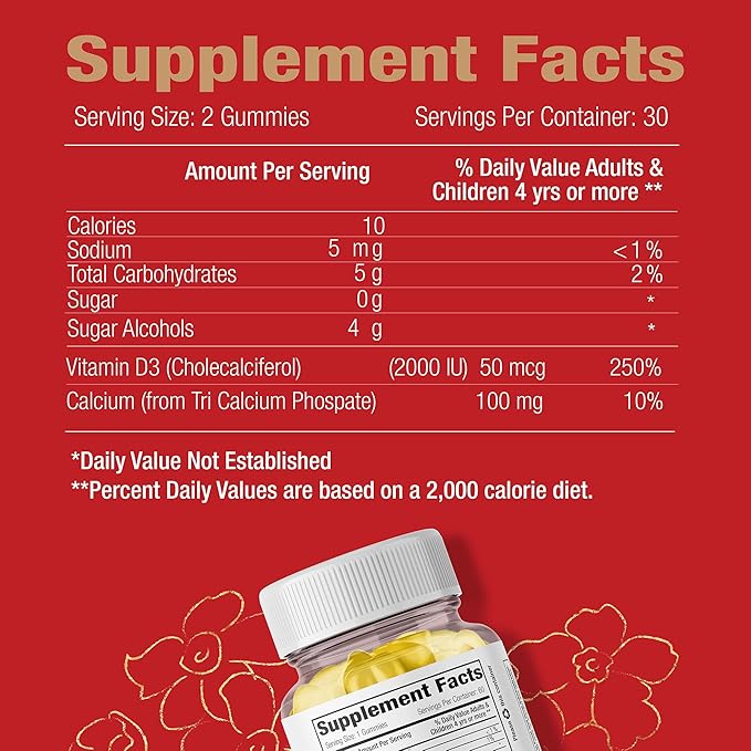 Sugar Free Vitamin D3 Gummies for Adults - Vegan Pectin-Based Gummy Vitamin D - 1000 IU Natural Lemon Flavor - Gluten Free Dairy Free Soy Free Daily D3 Gummies for Women &amp Men - 60 Count