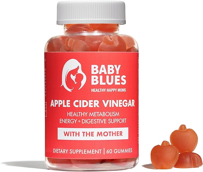 Baby Blues Apple Cider Vinegar Postpartum Gummies with B6 and B12 Vegan Non-GMO Postpartum Vitamins Breastfeeding Postnatal Vitamins for Women Post partum Dietary Supplements for Mom 60pcs