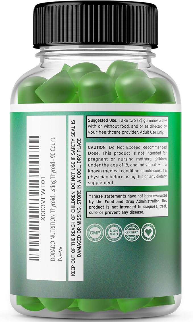 Thyroid Support For Women &amp Men (90 Gummies) Support Supplement - Delicious Apple Flavor - Melatonin Gummies for Adults (180 Count) - Quick Dissolve Melatonin 10mg Gummies - Non GMO Vegan &amp U