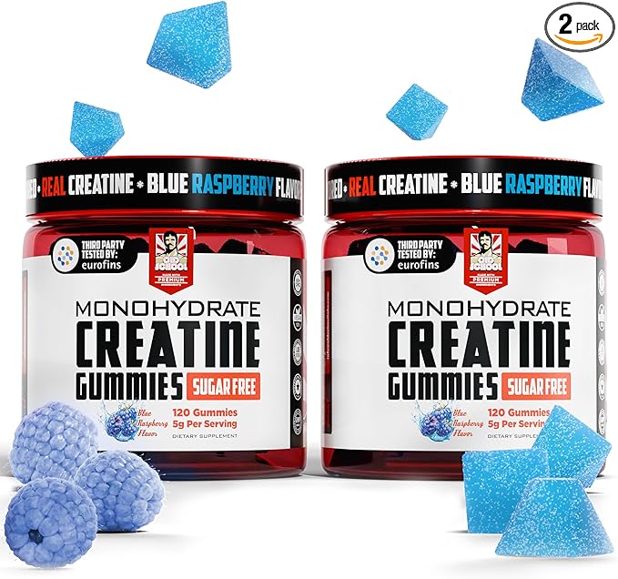 Old School Labs 2-Pack Creatine Monohydrate Gummies - 5g per Serving Best Creatine for Men and Women Gain Muscle Max Absorption Increase Strength Boost Memory Muscle Growth - 120 Vegan Gummies