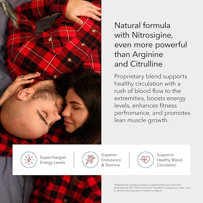 Juvenon BloodFlow-7 XXXL Nitric Oxide Supplements for Men &amp Women - More Powerful Longer Lasting Natural Nitric Oxide Booster with Nitrosigine® + S7® - Blood Flow &amp Circulation Support (1-Pac