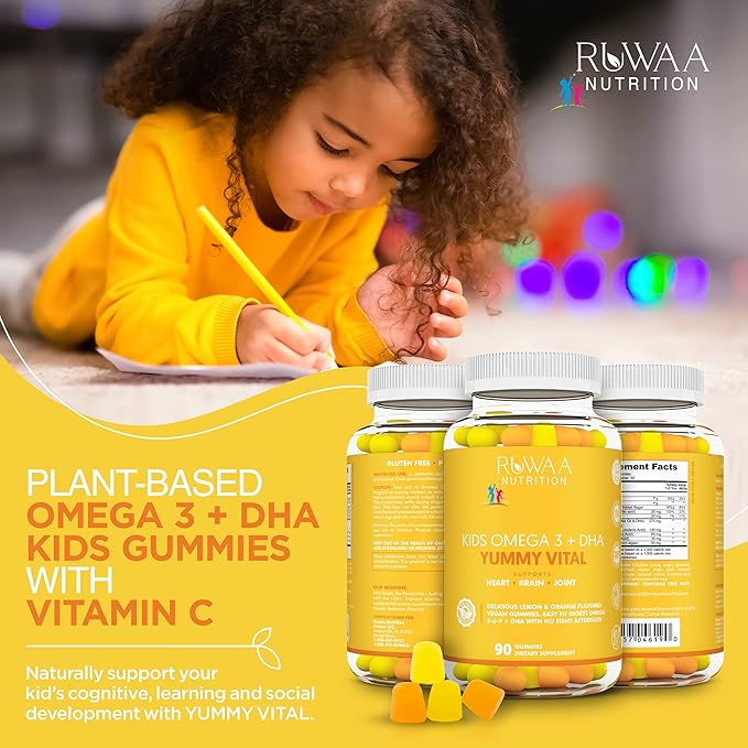 RUWAA NUTRITION Omega 3 Gummies DHA Gummies and 1mg Melatonin Gummies | No Fish No After-Taste Non-Habit Forming Gluten Free Non-GMO Made in USA.