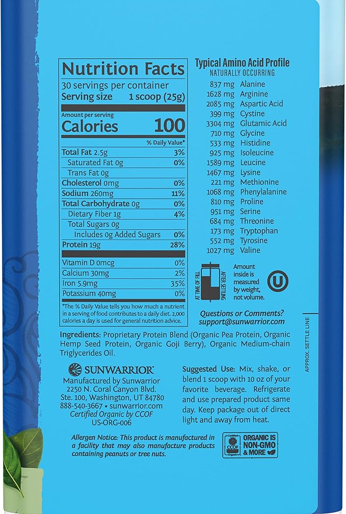 Sunwarrior Unflavored Creatine Powder &amp Organic Plant Based Protein Powder Set | Bundle &amp Save | Creatine Monohydrate Plus Vegan Organic Protein Supplements (60 Servings 30 Servings)