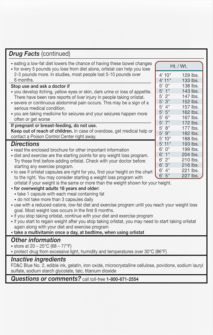 alli Weight Loss Diet Pills Orlistat 60 mg Capsules Non Prescription Weight Loss Aid 120 Count Refill Pack