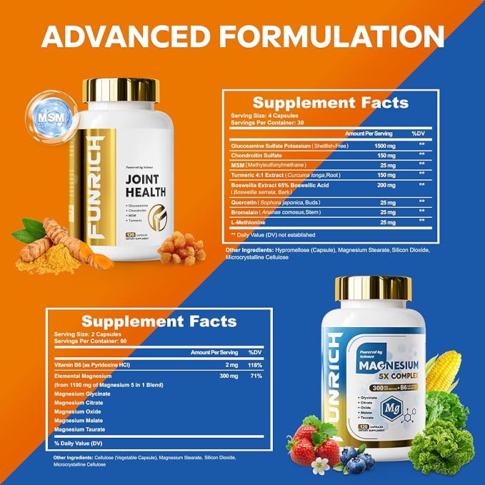 60-Day Supply Move &amp Relax Bundle Glucosamine Complex &amp Magnesium Complex Supplement Set 3 Individual Bottles Glucosamine Complex and Magnesium Complex