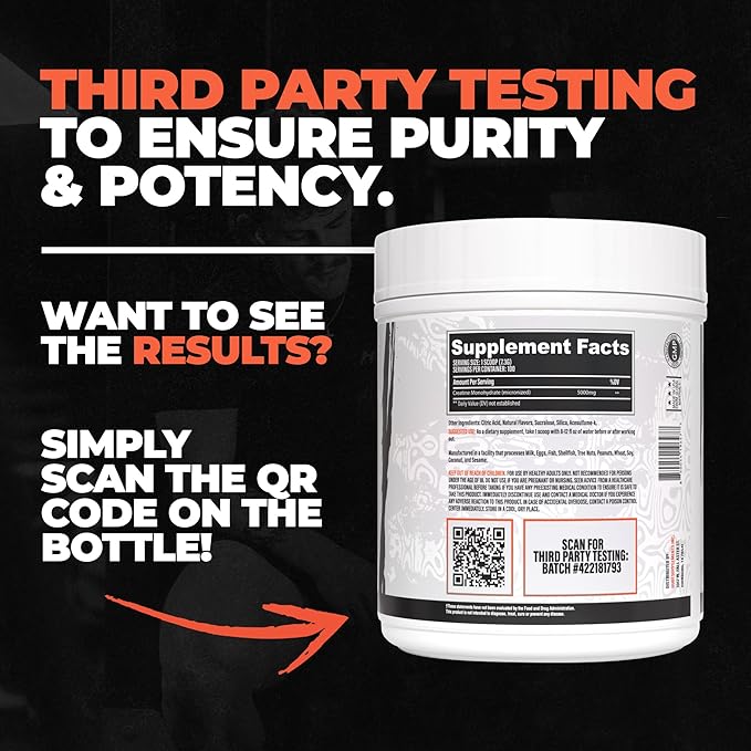 Huge Supplements Flavored Creatine Monohydrate Powder - Mango Flavor 500 Grams Third Party Tested Micronized for Optimal Absorption 5 Grams Per Scoop Delicious &amp Easy Mixability (100 Servings