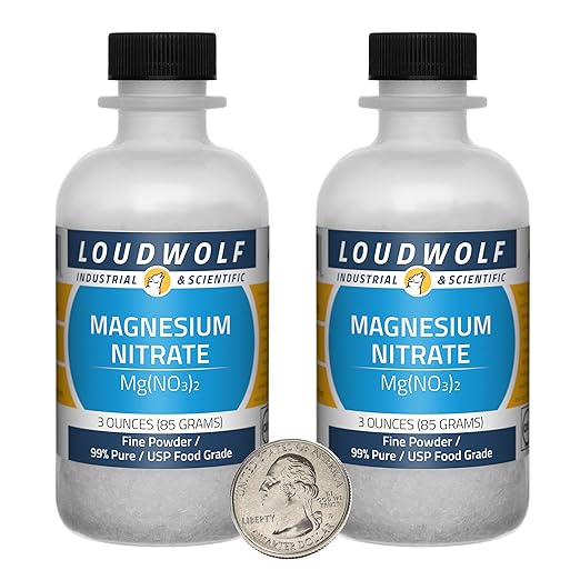 Magnesium Nitrate / 6 Ounces / 2 Bottles / 99% Pure USP Food Grade/Fine Powder