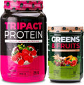 Nutrology TRIPACT Protein Powder 7-in-1 Meal Replacement Shake Superberry (40 Servings) Greens &amp Fruits Powder-Naturally Sourced Superfood Vanilla Cinnamon (30 Servings)