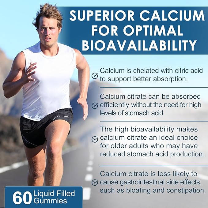 Calcium Citrate Supplement 1000mg for Women &amp Men 6-in-1 Calcium Magnesium Zinc Gummies + Vitamin D3 B6 &amp Potassium High Absorption for Bones Teeth Muscle &amp Nerve Health Vegan Sugar