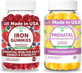 Lunakai USA Made Iron Gummies + Prenatal Gummies Bundle – Naturally Flavored Non-GMO – 60ct Each