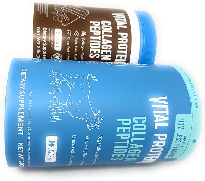 Vital Proteins Collagen Peptides Powder Promotes Hair Nail Skin Bone and Joint Health UNFLAVORED 24OZ &amp Chocolate 32OZ (Variety)
