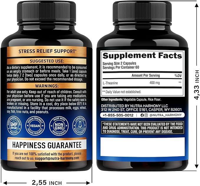 NUTRAHARMONY L-Theanine &amp Lions Mane Capsules