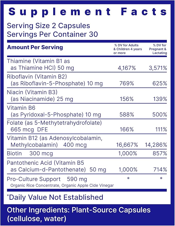 Quantum Nutrition Labs Max Energy Bs - Vitamin B Complex Methylated B Complex Vitamins with Vitamin B1 B6 B12 Thiamin Folate and Biotin - 60 Vegetarian Capsules (Pack of 2)