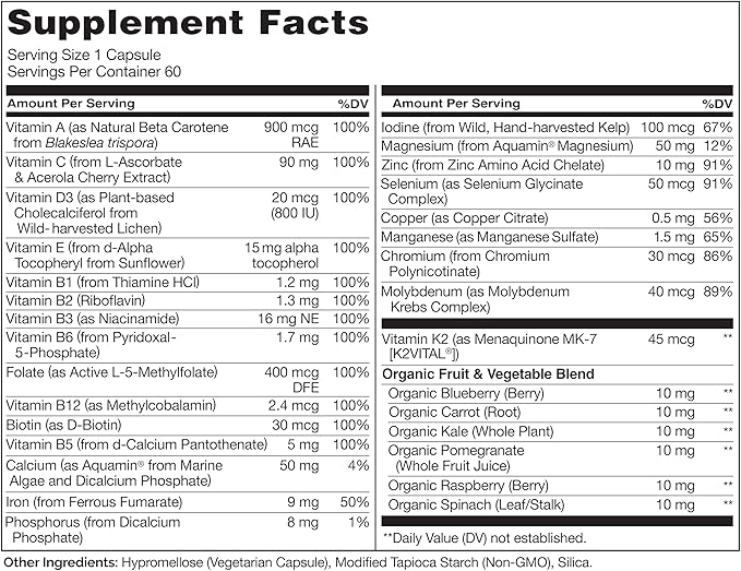 NATURELO One Daily Multivitamin for Women 60 Capsules and One Daily Multivitamin for Men 60 Capsules - 2 Month Supply Bundle
