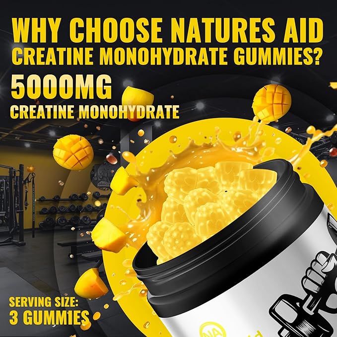 Creatine Monohydrate Gummies – Pre-Workout Energy &amp Muscle Growth Support for Men &amp Women | Mango Electrolyte Gummies (135 Count)