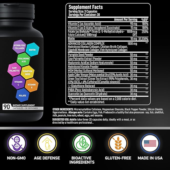 Beauty Collagen Complex and Vegan Iron Supplements for Women - Age Defense Bundle