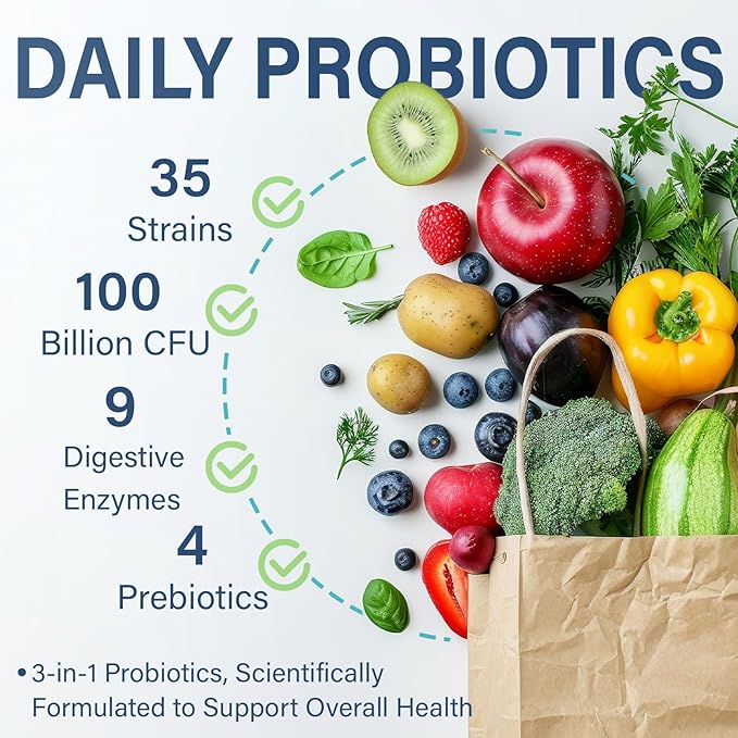 Raw Probiotics for Women &amp Men (100 Billion CFU 35 Strains) + Molecular Hydrogen (H2) Tablets with Magnesium (12 PPM) for Daily Digestive Immune &amp Cellular Support