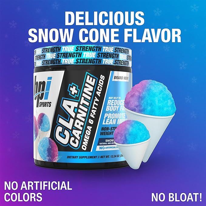 BPI Sports CLA+Carnitine – CLA L Carnitine &amp Linoleic Acid – L Carnitine Supplement for Weight Loss Metabolism &amp Lean Muscle – Caffeine Free – Snow Cone – 50 Servings – 12.34 oz