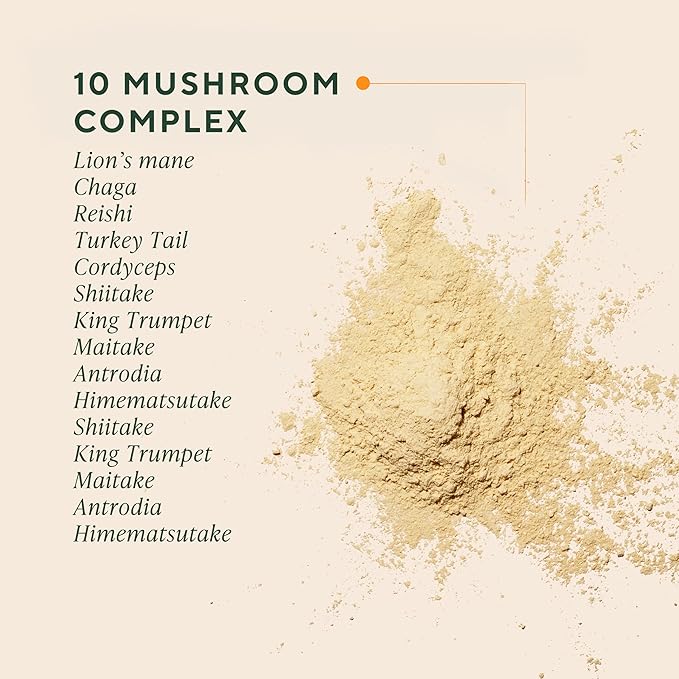 OM MUSHROOM SUPERFOOD Master Blend Vegan Protein – Organic Vanilla Plant Protein with 10 Mushrooms Ashwagandha BCAAs &amp B12 – Energy Recovery &amp Immune Support – 10 Single Serves