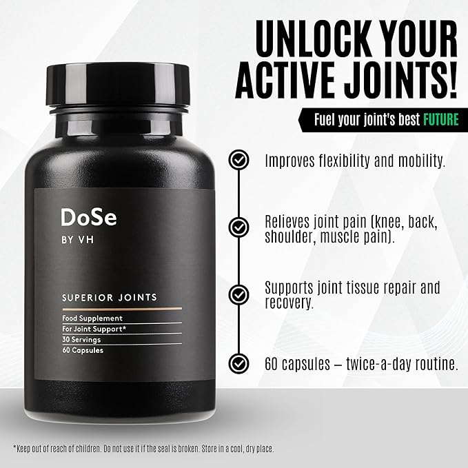 DoSe by VH Superior Joints with NEM Turmeric Ginger &amp Hyaluronic Acid – Supports Flexibility Mobility &amp Joint Comfort – Vegan Capsules (60 Count)